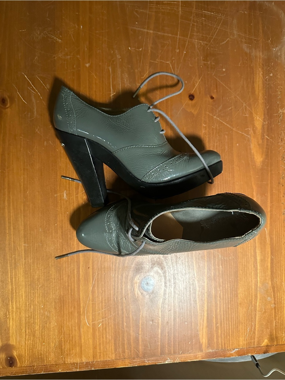 Michael Kors Gray Lace-Up High Heel Oxford